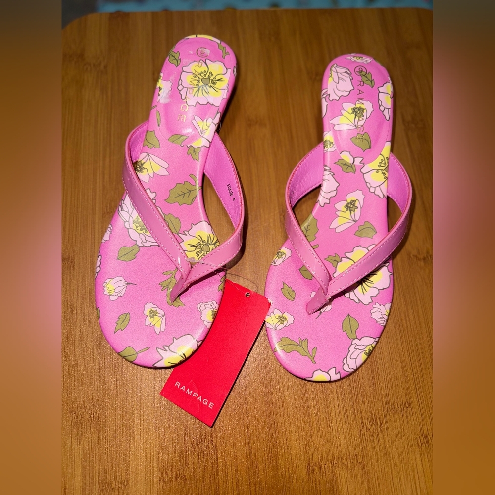 NWT Rampage Pink Floral Women's Sandals SIZE 9 - Picture 10 of 11